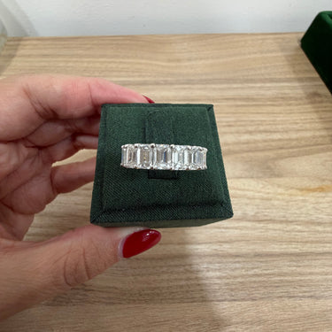 Half Way Emerald Cut Lab Diamond Band