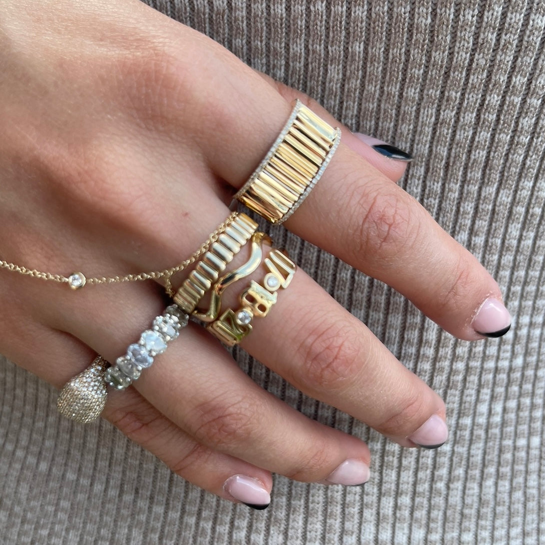 Solid Gold Wavy Stackable Ring