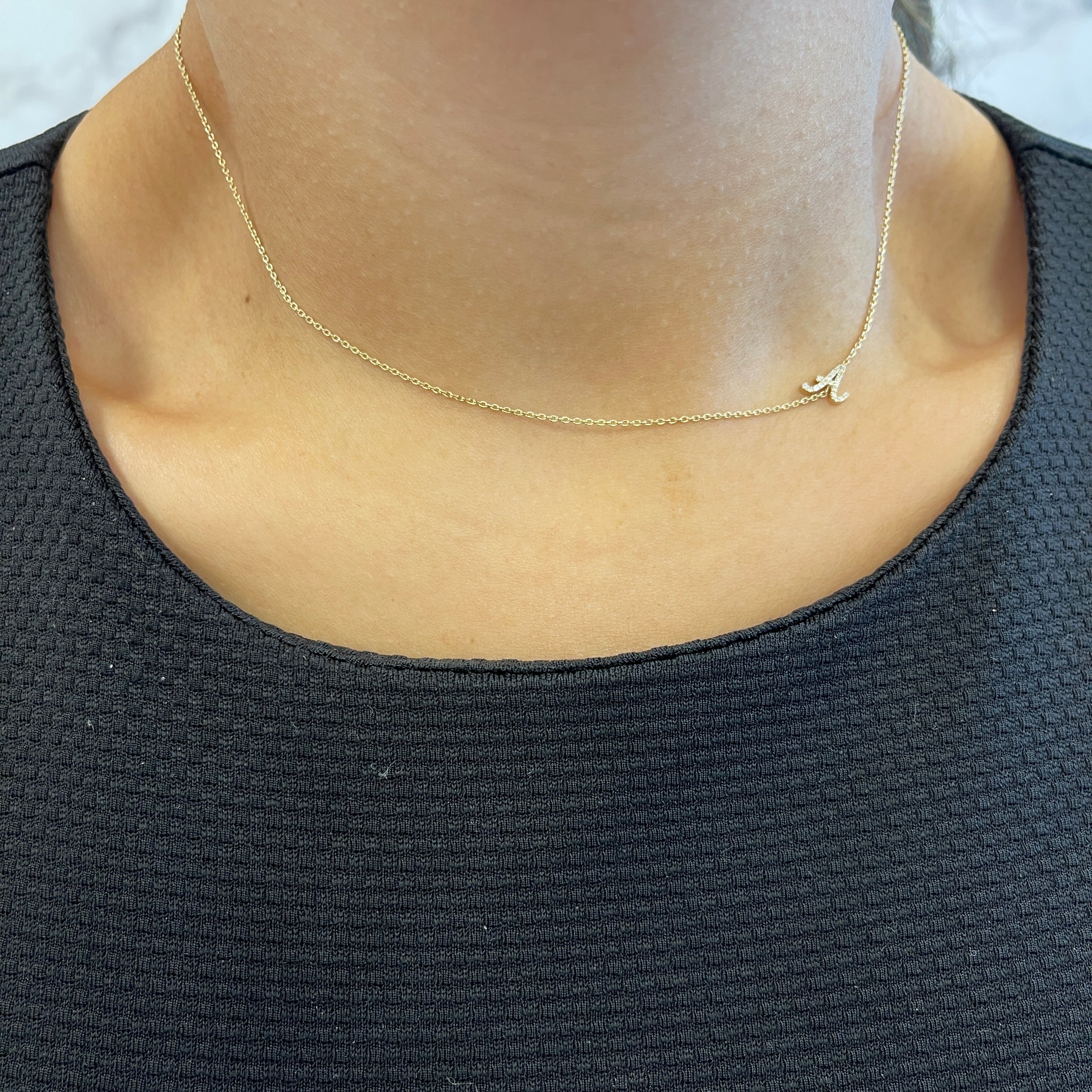Diamond Asymmetrical Initial Necklace