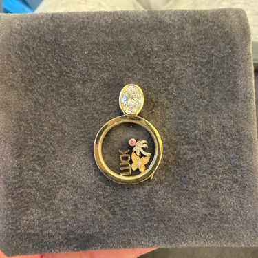Oval Lab Diamond Glass Charm Locket with Charms
