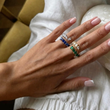 Natural Diamond and Emerald Multishape Ring