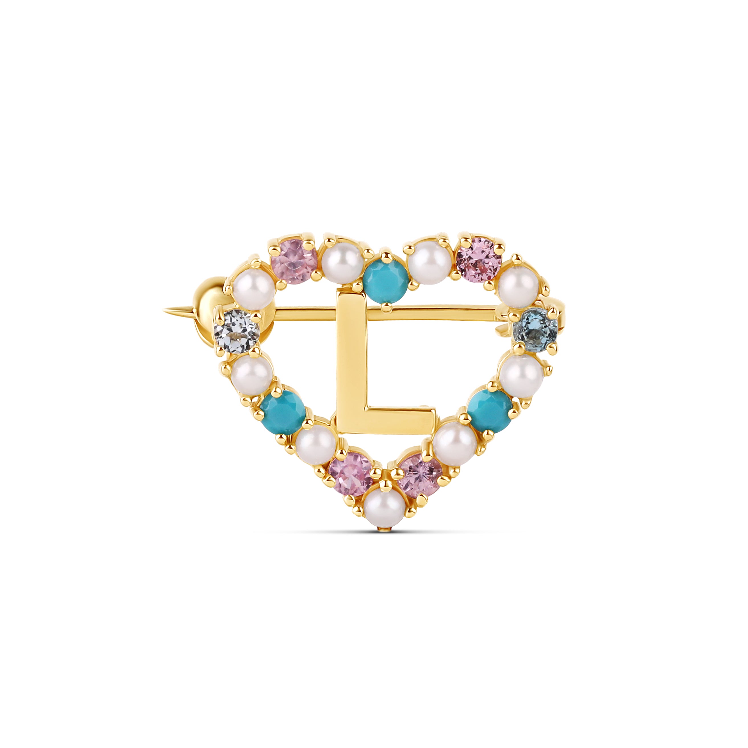 Pearl and Gemstone Initial Pin