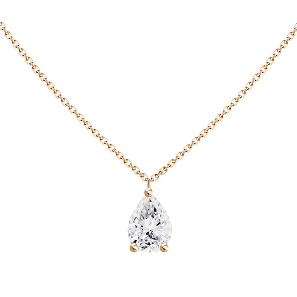 Pear Shaped Diamond Floating Necklace - 1/3ct Pear Shape Diamond Pendant
