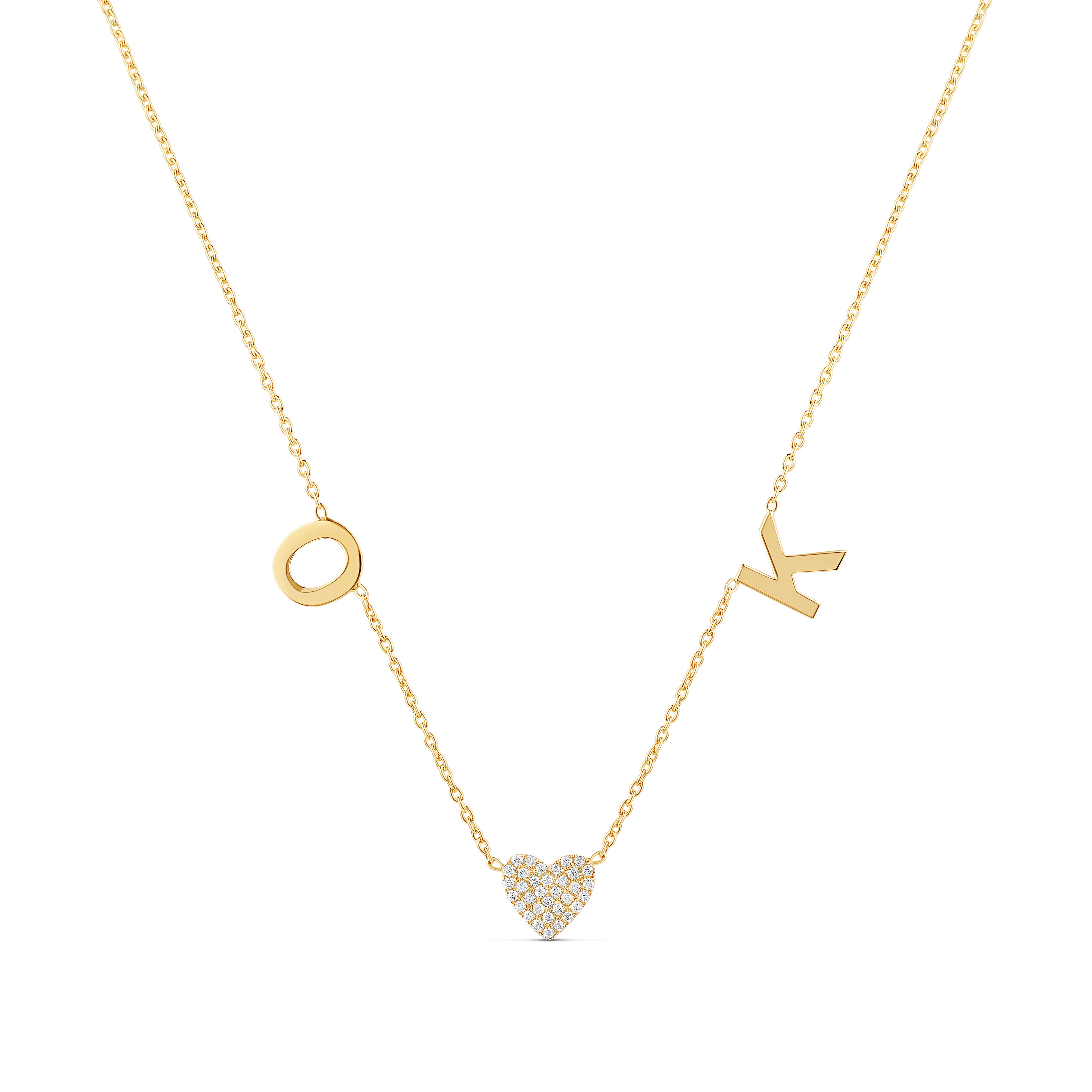 Pave Heart Couples Multiple Initials Necklace