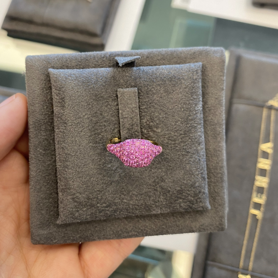 - Gemstone Pave Signet Ring -