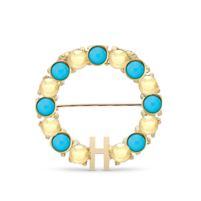 Gold and Turquoise Initial Baby Pin