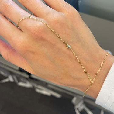 -Marquise Fancy Shape Bezel Hand Chain Bracelet -