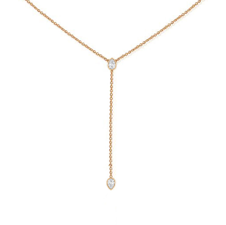 Mixed Shape Diamond Drop Lariat