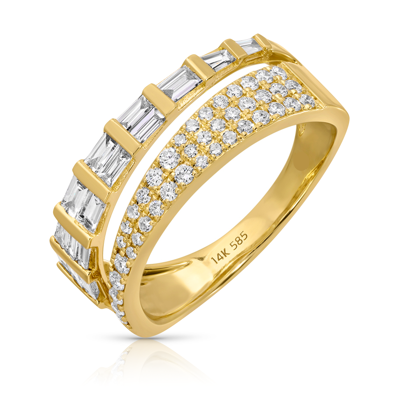Luxe Diamond Split Baguette/Rounds Ring