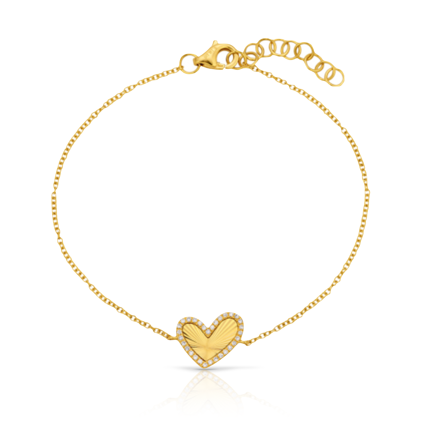 - Fluted Asymmetrical Diamond Heart Bracelet