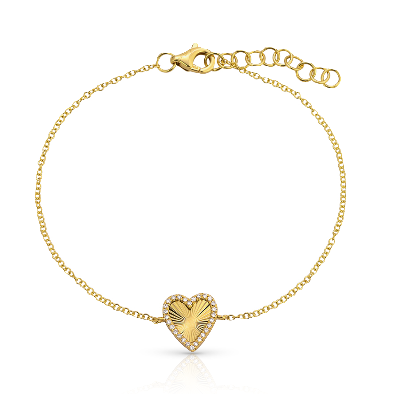 Fluted Diamond Heart Bracelet