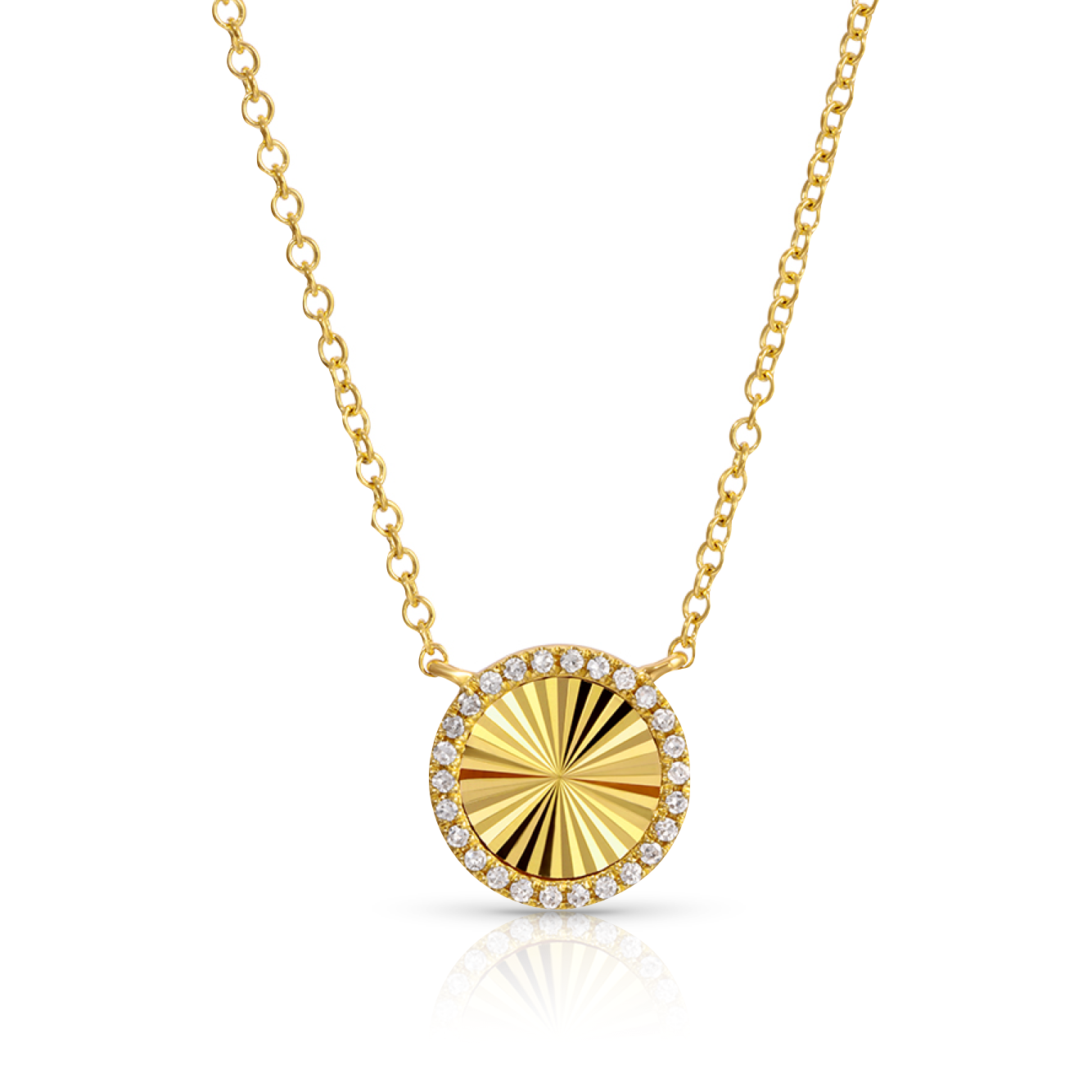 Fluted Diamond Disc Necklace