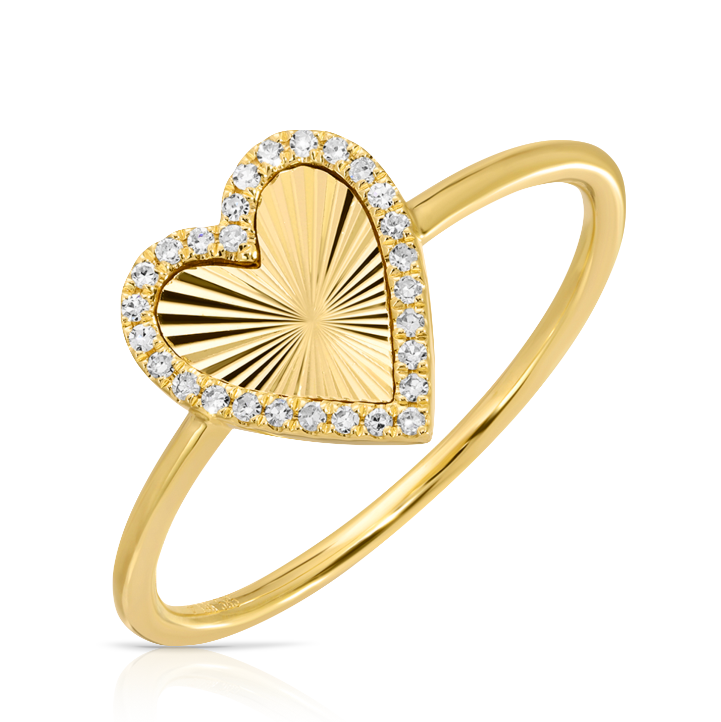 Fluted Diamond Heart Ring