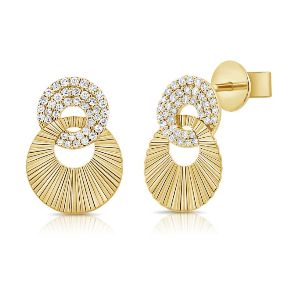Fluted and Diamond Earrings