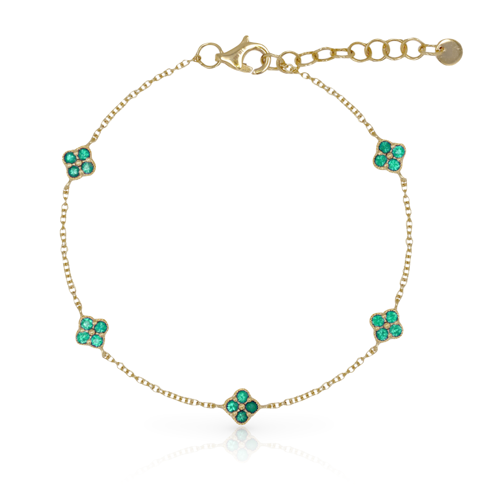 Multiple Emerald Clover Bracelet