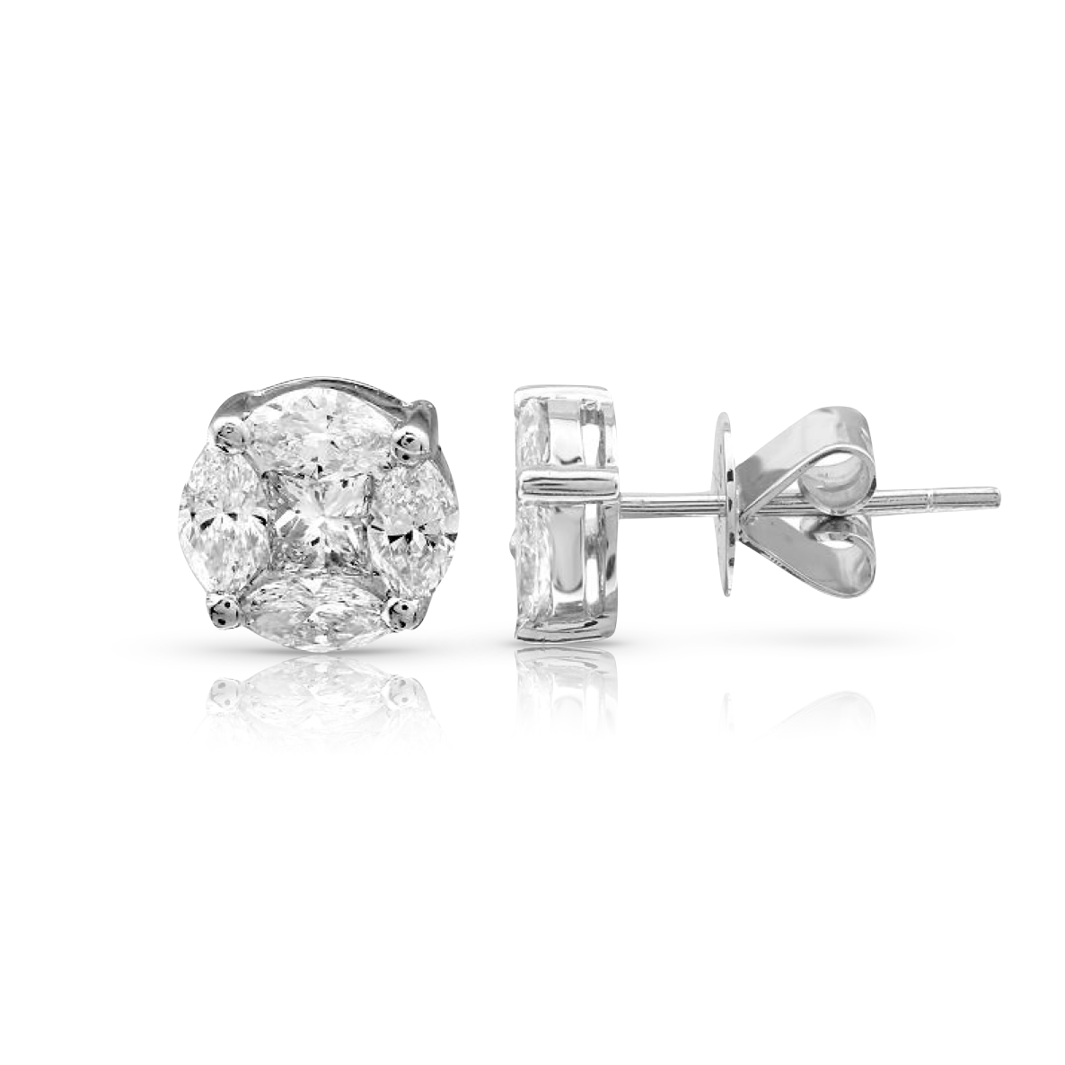 Round Illusion Diamond Studs