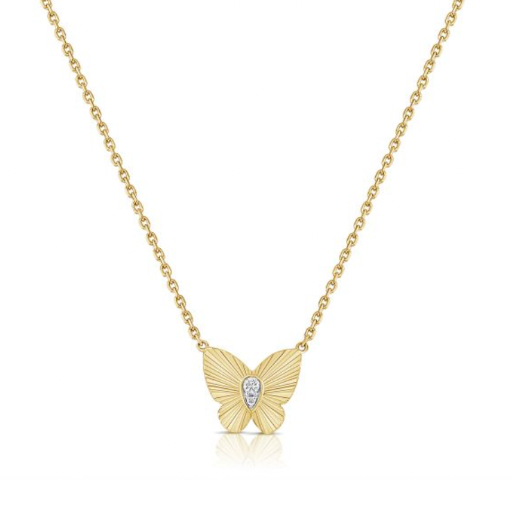 Fluted Butterfly Diamond Necklace