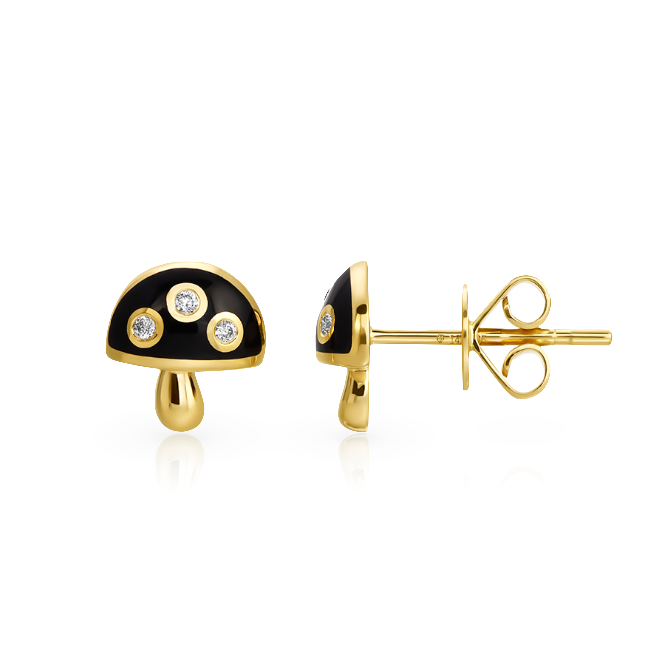 Black and Gold Mushroom Earrings