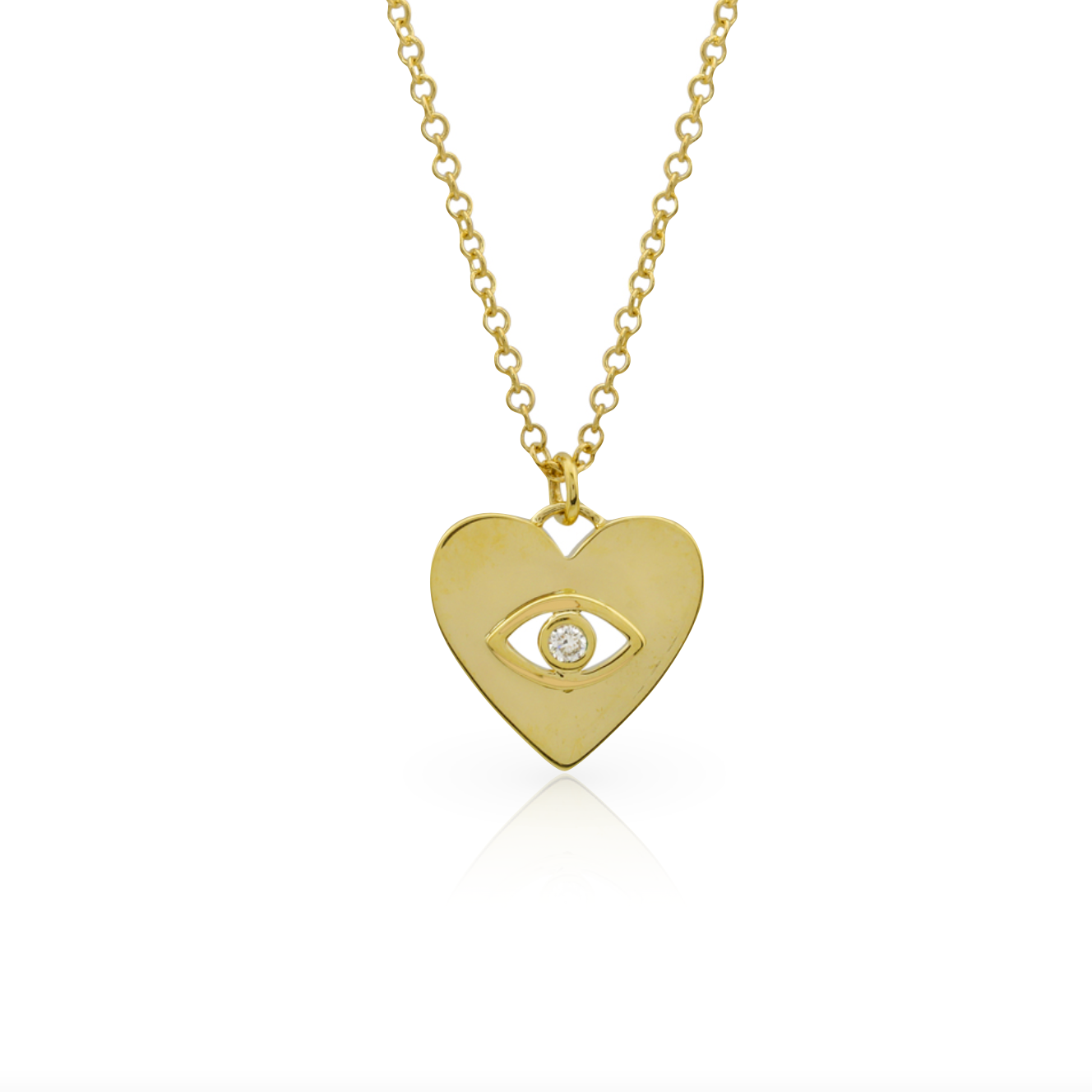 Solid Evil Eye Heart Necklace