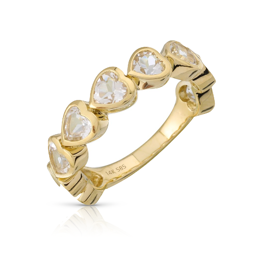 Bezel Heart White Topaz Eternity Ring