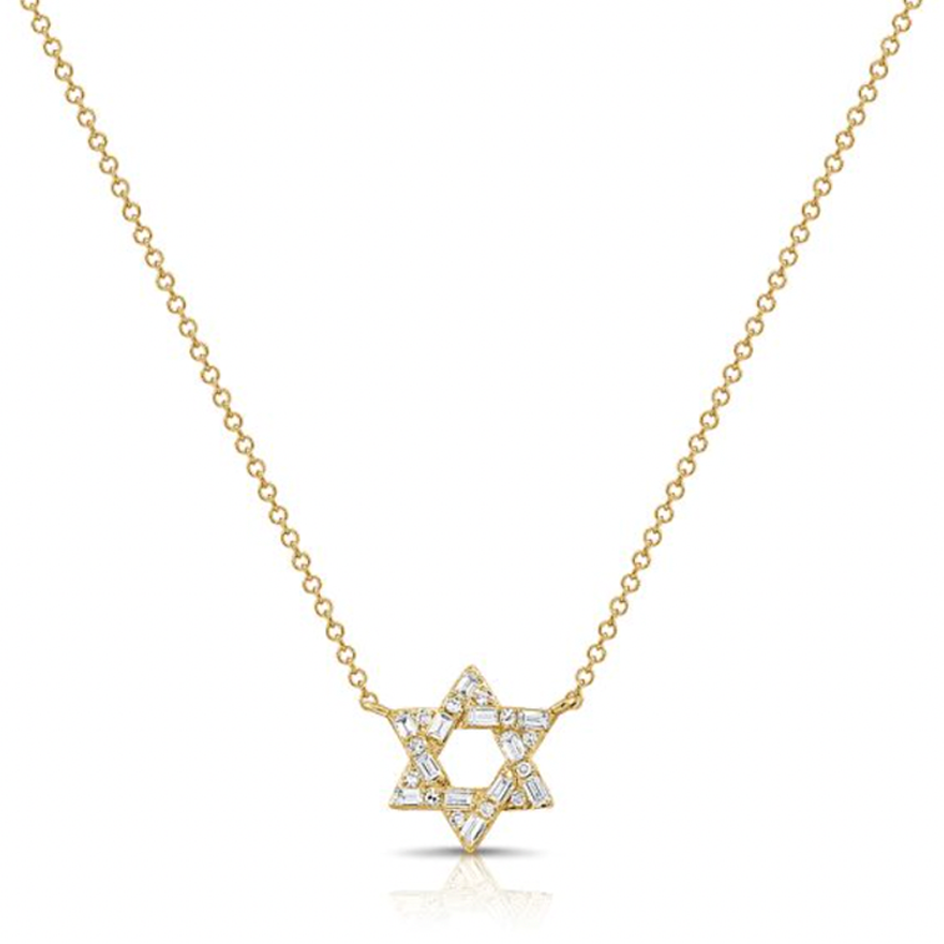 Baguettes Star of David Necklace