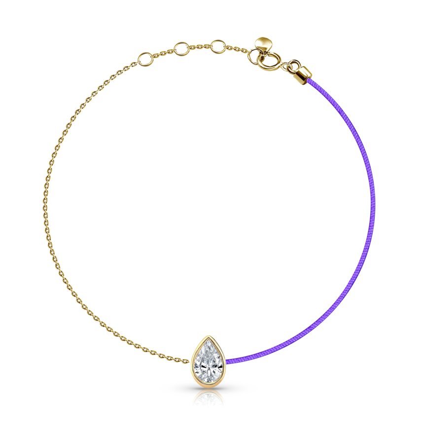 18k Pear Diamond Bezel Chain/Silk Cord Bracelet