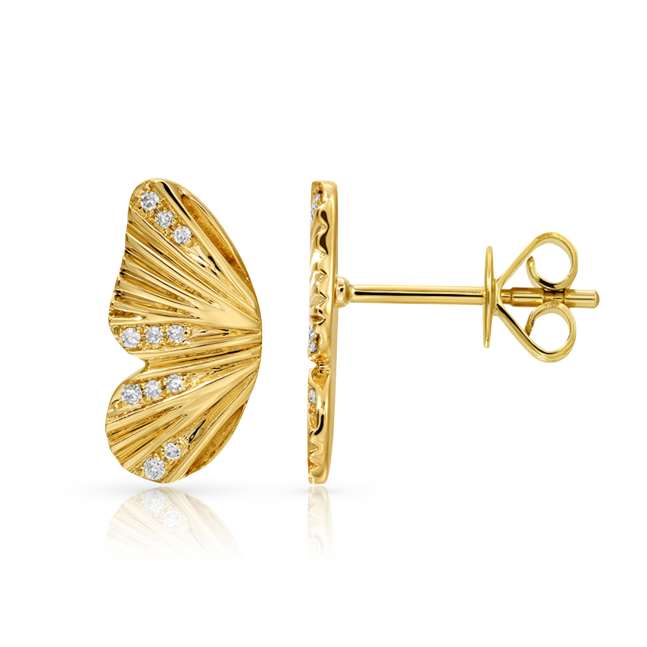 Fluted Half Butterfly Studs