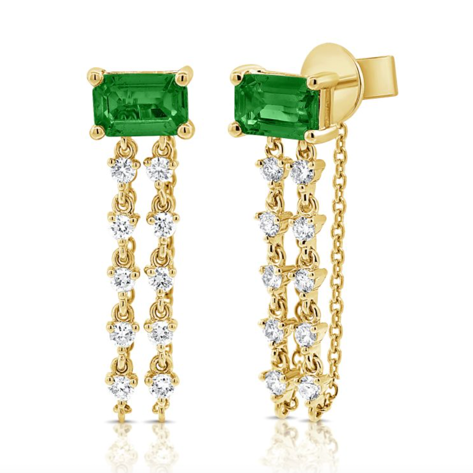 Emerald Diamond Cascade Earrings