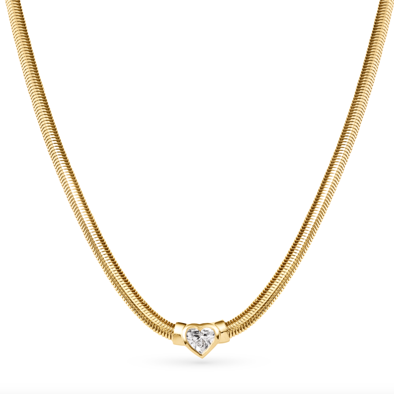 Heart Bezel Diamond Snake Chain Necklace