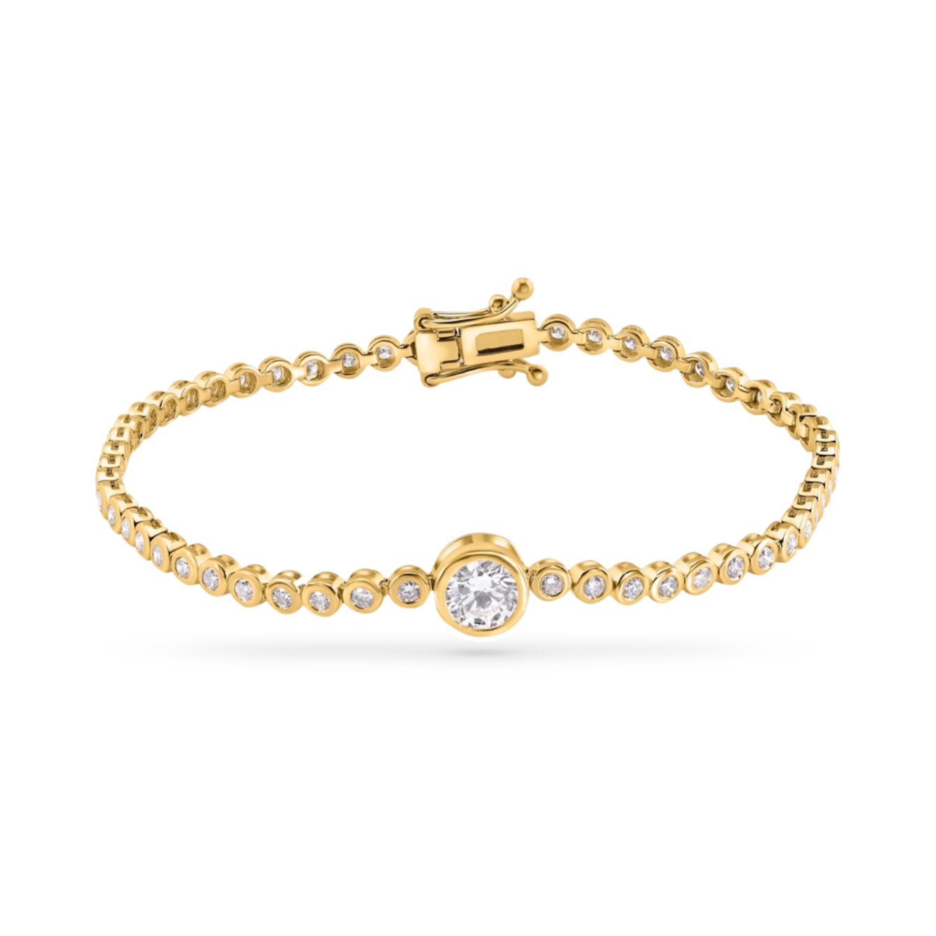 Mixed Shape Round Bezel Diamond Tennis Bracelet