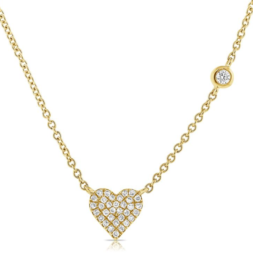Pave Heart with bezel Necklace