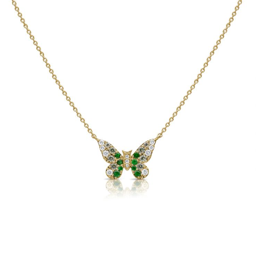 Ombre Green Sapphire Butterfly Necklace