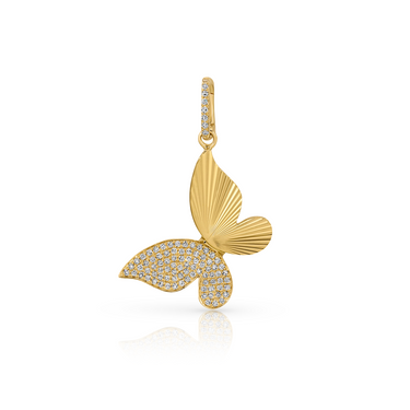 Fluted Diamond Butterfly Charm