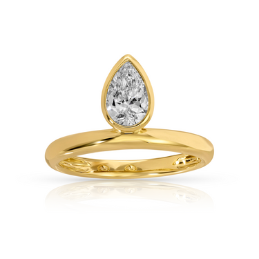 Pear Cut Lab Diamond Bezel Solid Cloud Ring