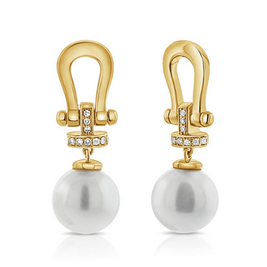 Pearl Statement Gold Drop Earrigns