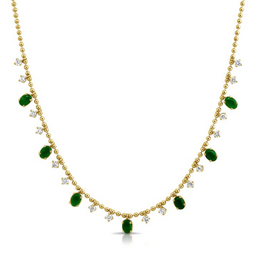 Natural Diamond and Emerald Dangling Necklace