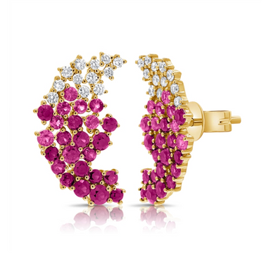 Scattered Ruby + Diamond Statement Earrings