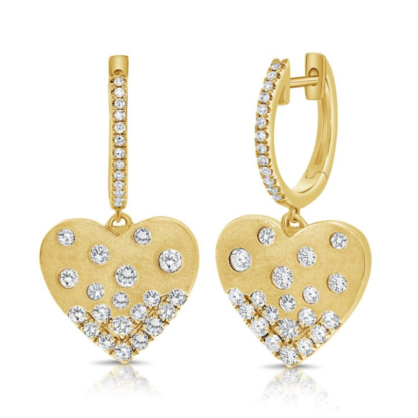 Confetti Heart Diamond Huggie Earrings