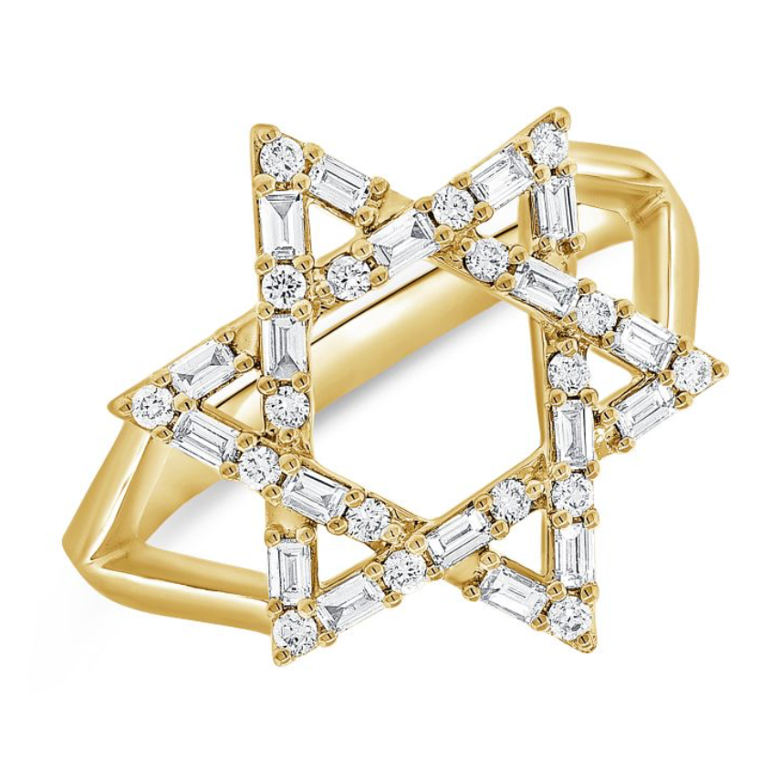 Baguette Star of David Ring