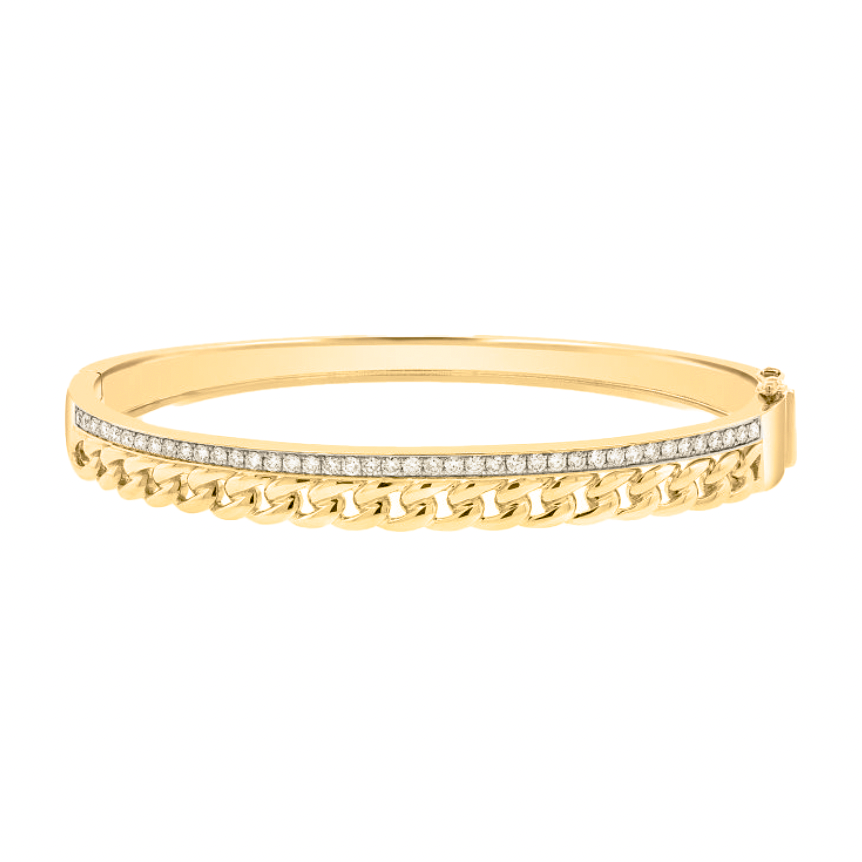 Cuban and Diamond Bangle - SAMPLE