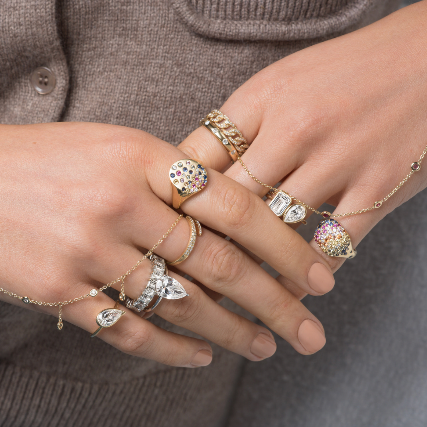 Bezel Set Toi-et-Moi Lab Diamond Ring on Solid Band