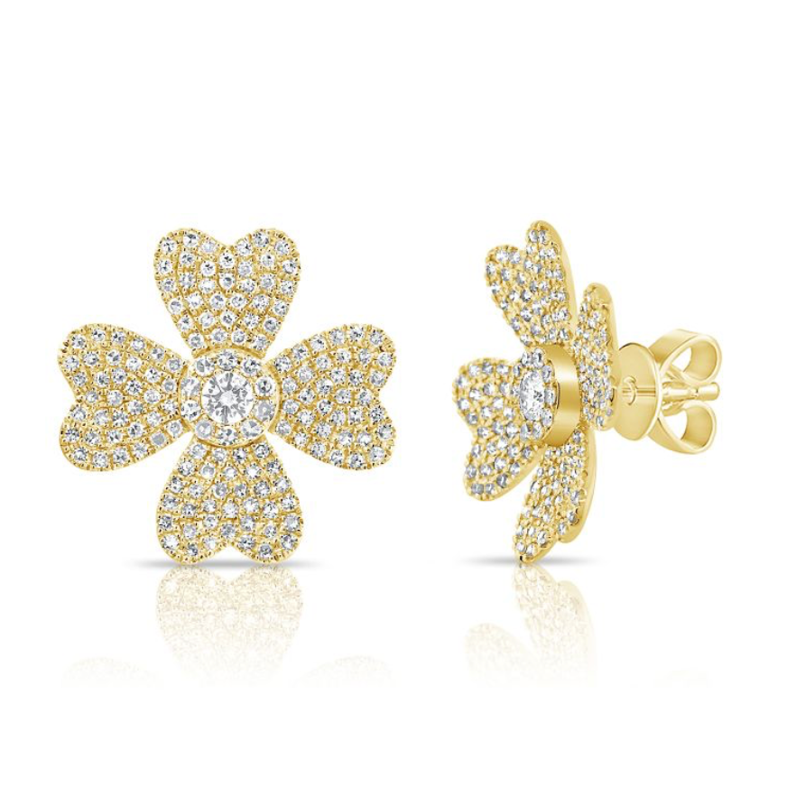 Full Diamond Flower Studs