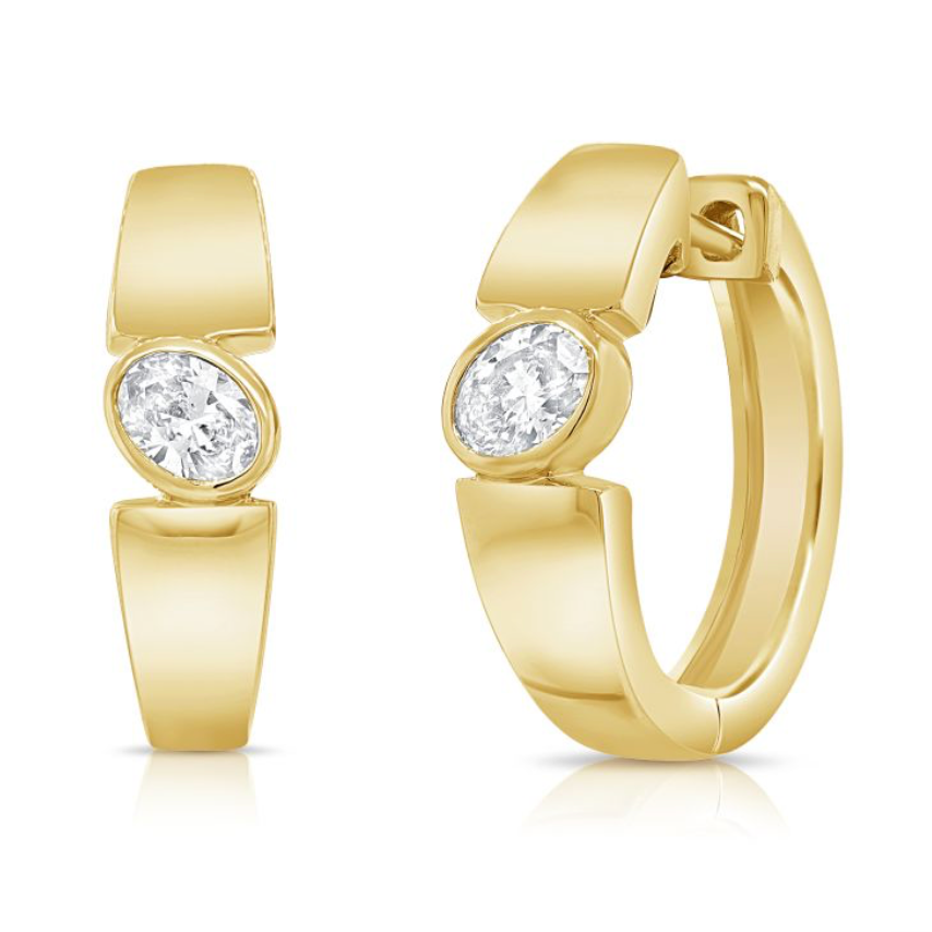 Oval Shape Bezel Solid Huggies