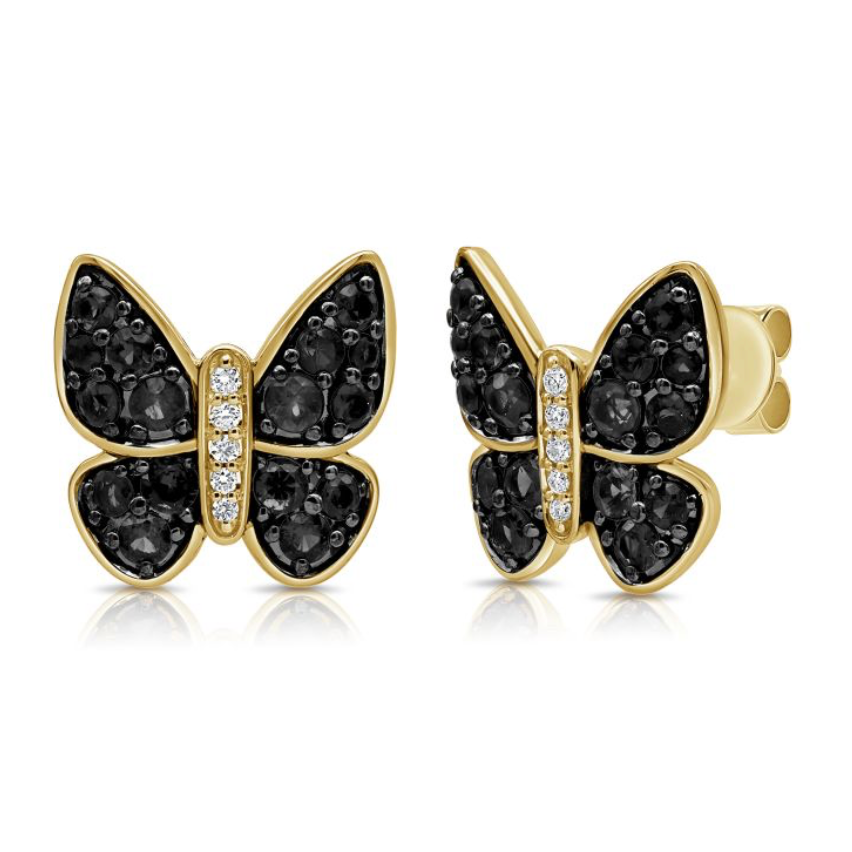 Black Diamond Butterfly Studs