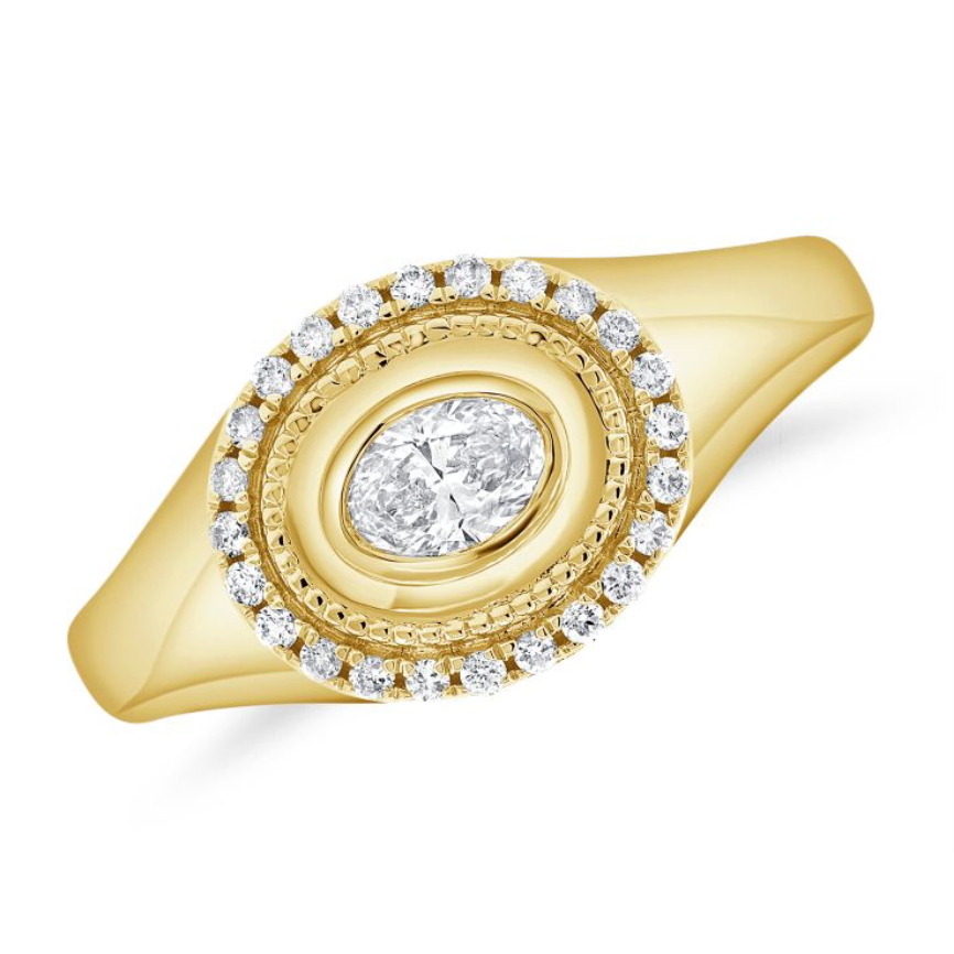 Oval Shape Octagon Diamond Ring