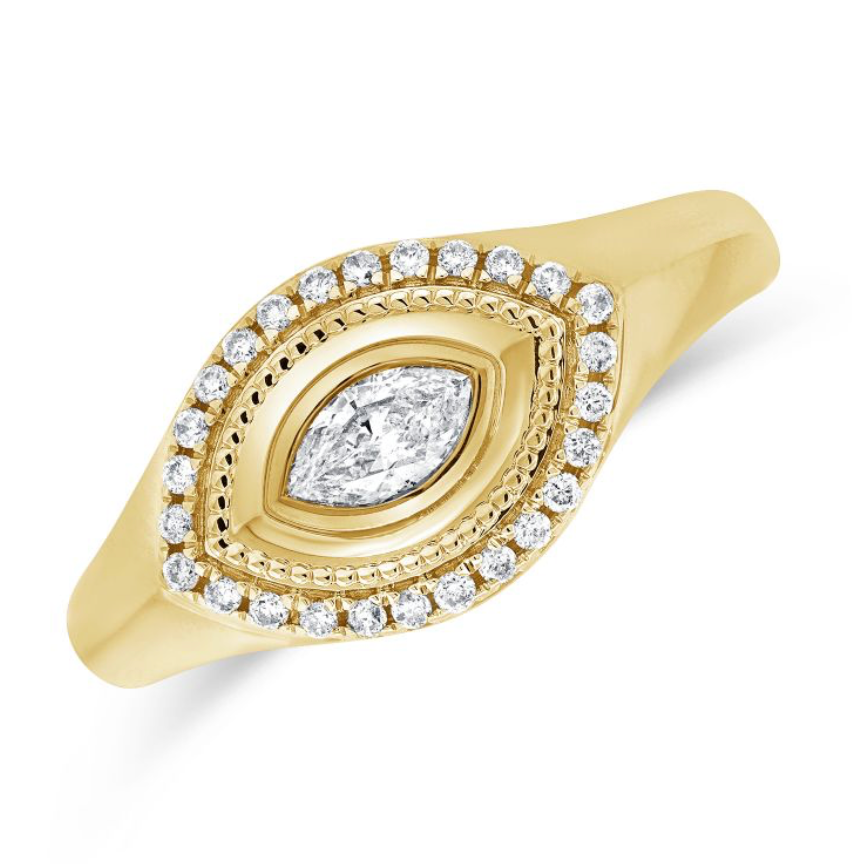 Marquise Shape Octagon Diamond Ring