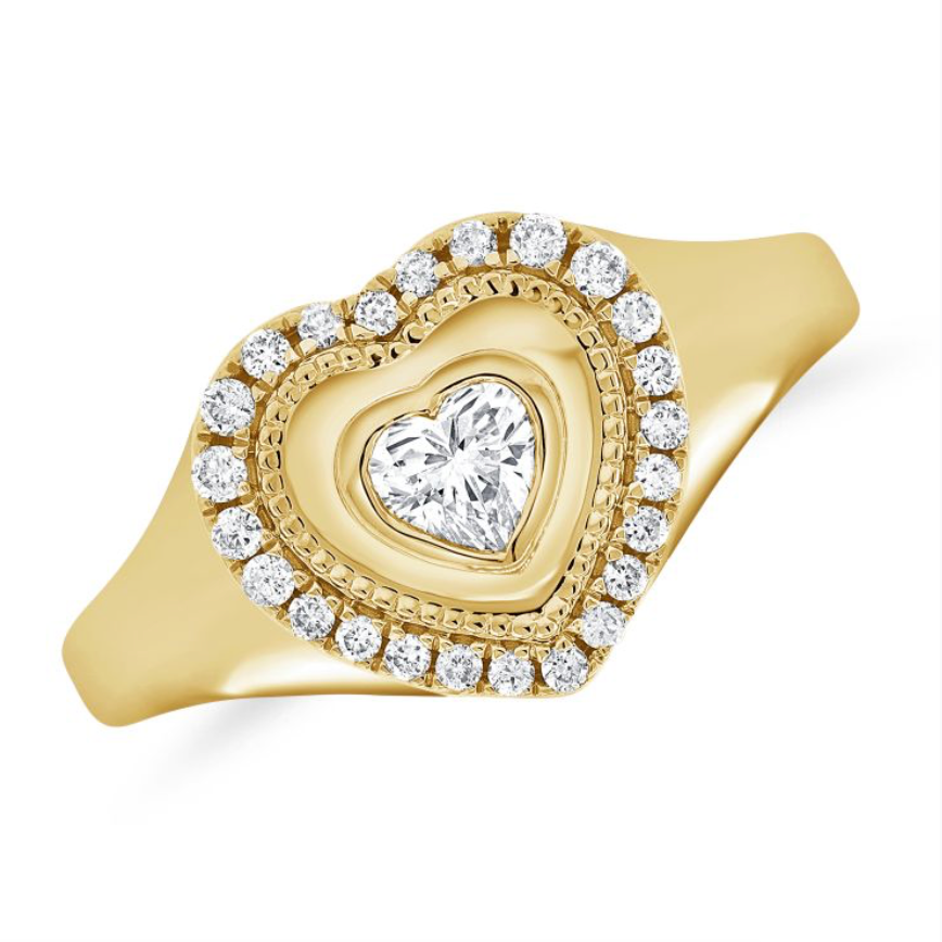 Heart Shape Octagon Diamond Ring