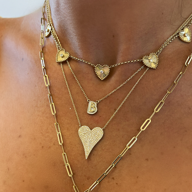 Helium "B" Enamel Outline Initial Necklace