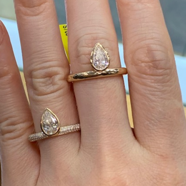 Pear Cut Lab Diamond Bezel Solid Cloud Ring