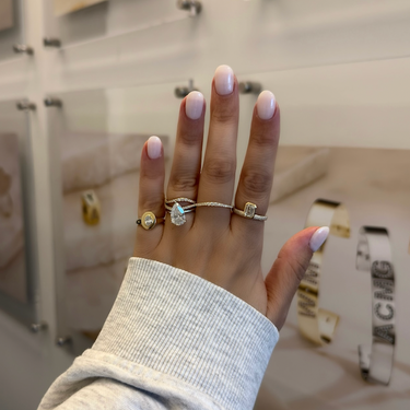 Emerald Cut Lab Diamond Bezel Pave Cloud Ring